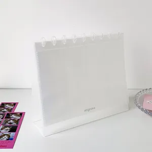 Minimalist white mushroom ring binder stand for organizing photo cards and tickets