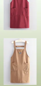 Baumwoll Küchenschürze Detailansicht, atmungsaktiver weicher Stoff mit Taschen und Trägern.