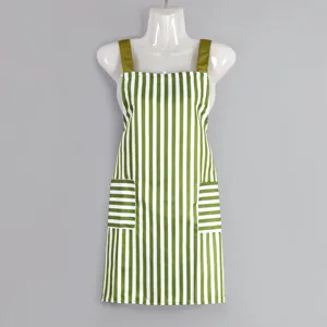 Tablier de cuisine à rayures vert et blanc style nordique minimaliste tablier de chef imperméable