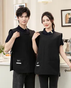 Chaleco de trabajo negro impermeable delantal para barista café restaurante cocina duradero