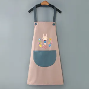 Grembiule da cucina impermeabile con stampa di coniglietto e tasca per cucinare.
