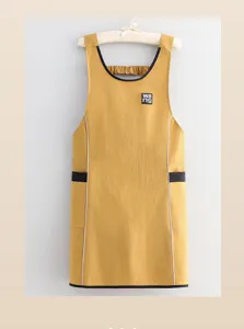 Grembiule gilet colore a contrasto giallo cucina faccende domestiche abiti tasche chic