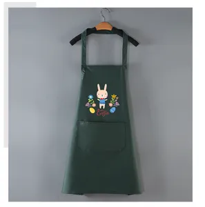 Wasserdichte Küchenschürze mit süßem Osterhase Print, ölabweisende Kochschürze mit Tasche.