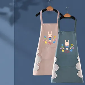 Wasserdichte Ölbeständige Küchenschürze Mit Handtüchern Süßer Cartoon Hasen Druck Verstellbare Halter Kochen Schürze Für Frauen