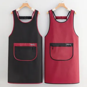 Wasserdichte Küchenschürze Mit Reißverschlusstasche Polyester Einfarbig Modern Minimalistisch Kochlätzchen Für Restaurant Zuhause