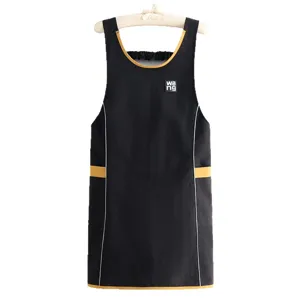 Grembiule gilet chic bicolore, abbigliamento da cucina elegante e traspirante per cucinare a casa.