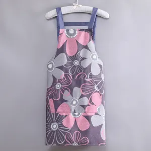 Grembiule da cucina floreale in tela con tasche, pratico grembiule da lavoro e casa.