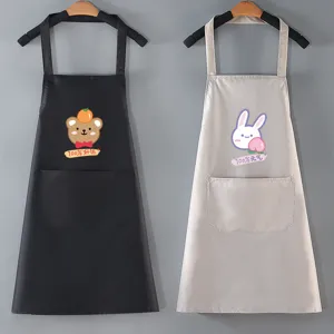 Waterproof cute kitchen apron with pockets, double color option, durable and stylish cooking tool.