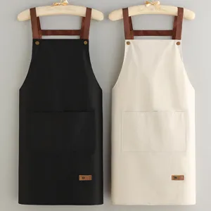 Grembiule da Cucina Impermeabile in PVC Grembiule da Lavoro Tinta Unita Con Tasche Bretelle Regolabili