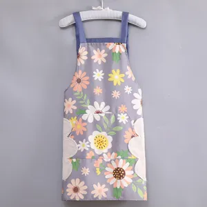 Grembiule da cucina in cotone floreale con asciugamani, bavaglino traspirante per casa.