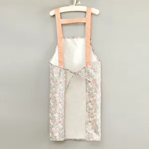Koreanische Art Blumenküche Kochen Schürze mit süßen rosa Punkte Trägern für zu Hause