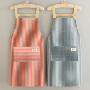 Cotton Linen Striped Apron Cross Back Kitchen Cooking Work Apron Stain Resistant Modern Minimalist Apron For Women