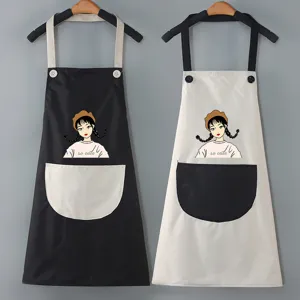 Grembiule da cucina impermeabile con tasca e stampa cartoon per la cucina domestica e ristorante.