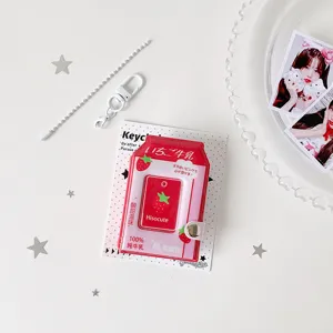 Mini álbum de fotos con forma de cartón de leche de fresa para tarjetas