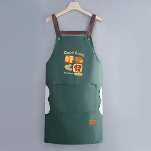 Waterproof oil-proof kitchen apron for men and women, cute cartoon design, fashion cooking bib.