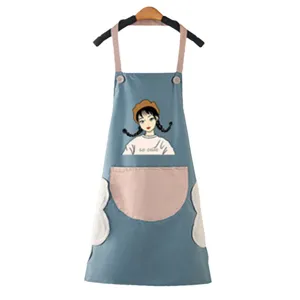 Waterproof kitchen apron with pockets and wiping towels for home cooking clean use
