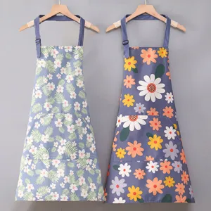 Delantal de Cocina de Lona para Mujeres Hombres Impermeable Resistente a Manchas Delantal con Bolsillos Correa Ajustable