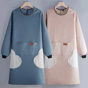 Waterproof PVC Long Sleeve Apron Kitchen Oil-Proof Cooking Workwear Unisex Chef Smock With Pockets
