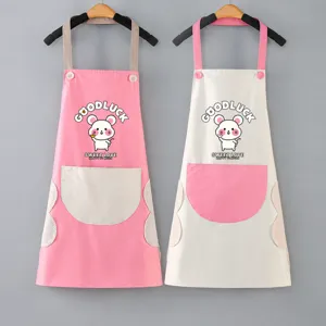 Grembiule da Cucina Impermeabile e Anti-Olio Con Tasca Asciugamani Stampa Cartoon Stile Coreano per Cucina di Casa