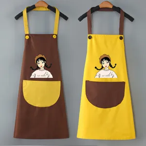 Grembiule da cucina impermeabile con stampa ragazza carina, design bicolore per cucinare.