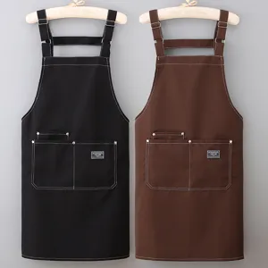 Canvas Apron Adult Unisex Kitchen Cooking Work Apron With Pockets Adjustable Straps Dirt Resistant Chef Apron