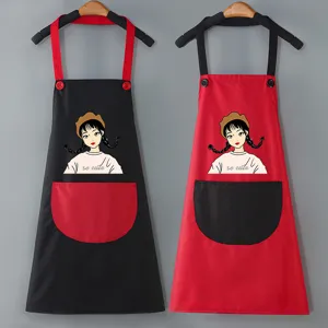 Grembiule da cucina impermeabile per ristorante con simpatico design di stampa di ragazza vista.