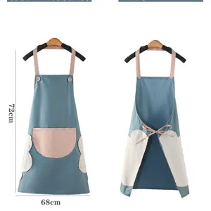 Grembule da cucina impermeabile e anti-olio in stile coreano con tasche asciugamani.