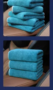 Asciugamano in microfibra spessa per pulizia auto dettaglio, tessuto blu molto assorbente.