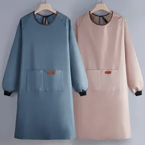 Waterproof PVC long sleeve kitchen apron for men and women, oilproof workwear clothing.