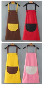 Grembiule da cucina impermeabile con tasche, collo appendiabiti adulto vestiti da lavoro colori.