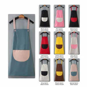Grembiule da cucina impermeabile con tasca a contrasto, tracolla regolabile abbigliamento