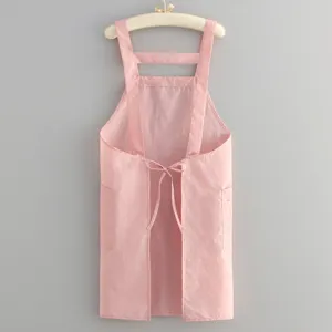 Solid color nylon apron lightweight thin summer kitchen cooking catering work apron pink
