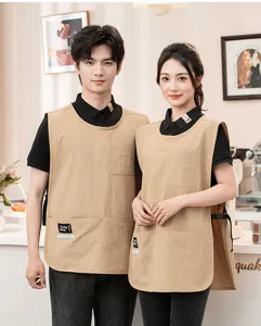 Chaleco delantal de trabajo impermeable ajustable para barista de café y salón transpirable.