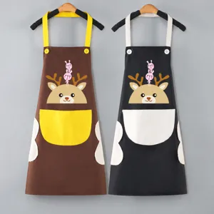 Grembiule da Cucina Impermeabile e Anti-Olio Con Asciugamani Tasche Stampa Cartoon