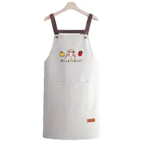 Waterproof kitchen apron with pockets, cute cartoon print and durable adjustable straps.