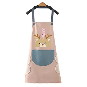 Grembiule da cucina impermeabile con tasche e asciugamani, simpatico cervo per cucinare.