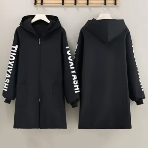 Fleece thickened long sleeve hooded waterproof apron work coat, warm winter outer wear.