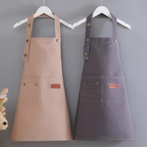 Children canvas apron with double pockets adjustable straps kitchen painting bib set