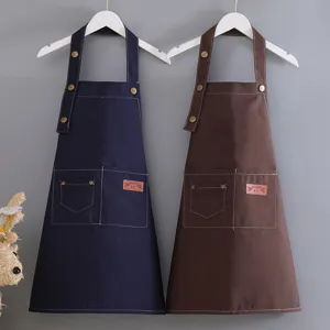 Childrens canvas apron waterproof painting cooking bibs adjustable straps multi pockets