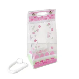 Original strawberry cake theme PVC transparent Ita-bag doll display storage bag with lanyard