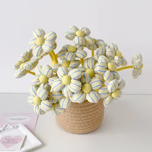Decorative fabric flower gel pens in a woven basket for a charming gift presentation