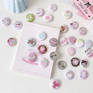 Variety of 25mm cute cartoon button badges and brooches in pastel colors for DIY decoration.