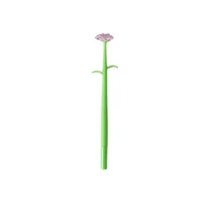 Creative crystal flower shaped gel pen with green stalk for student stationery gifts
