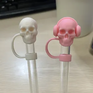 Copertura per cannucce con teschio in silicone tappo antipolvere tazza accessori