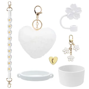 Stanley beker accessoires set inclusief siliconen hoes, rietje topper en pluche pompon.
