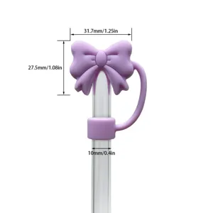 Copertura per cannuccia in fiocco di silicone viola per tazza, topper protettivo 1pz