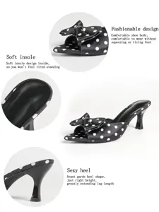 French style bowknot polka dot stiletto high heel sandals for women summer fashion shoes