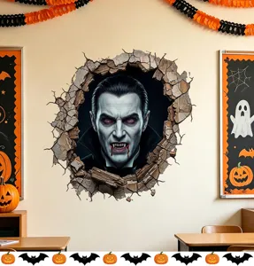 Adesivo murale vampiro 3D realistico con effetto muro rotto per decorazioni di Halloween