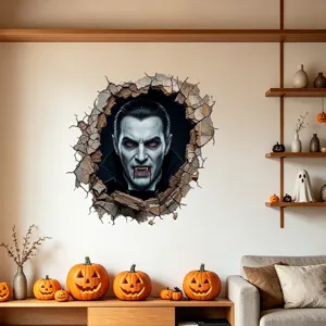 Adesivo murale 3D vampiro Halloween con effetto muro rotto per decorazione di feste