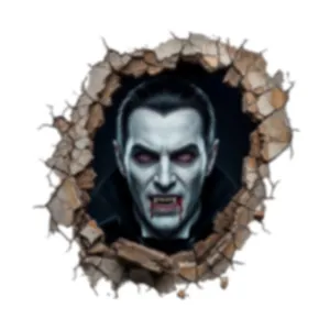 Adesivo murale 3D vampiro Halloween con spaventoso vampiro che rompe la parete